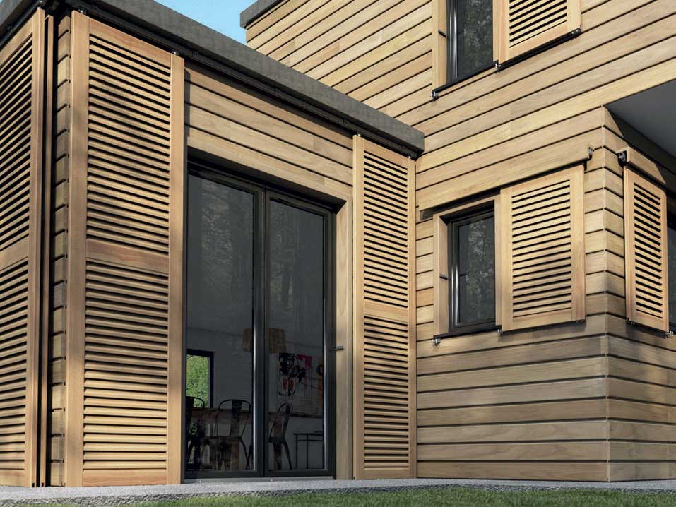 Volets persiennes bois massif design